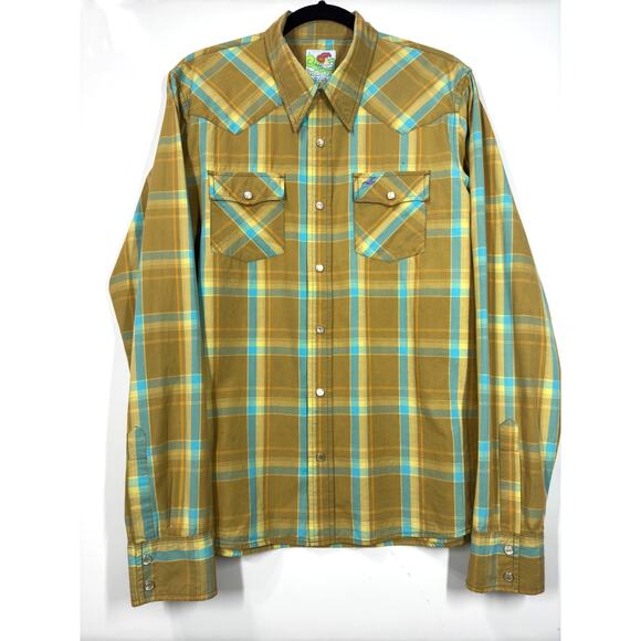 Hollister Y2K Button Up Pearl Snap Plaid Light Casual Western Preppy Mens Large - Picture 5 of 9
